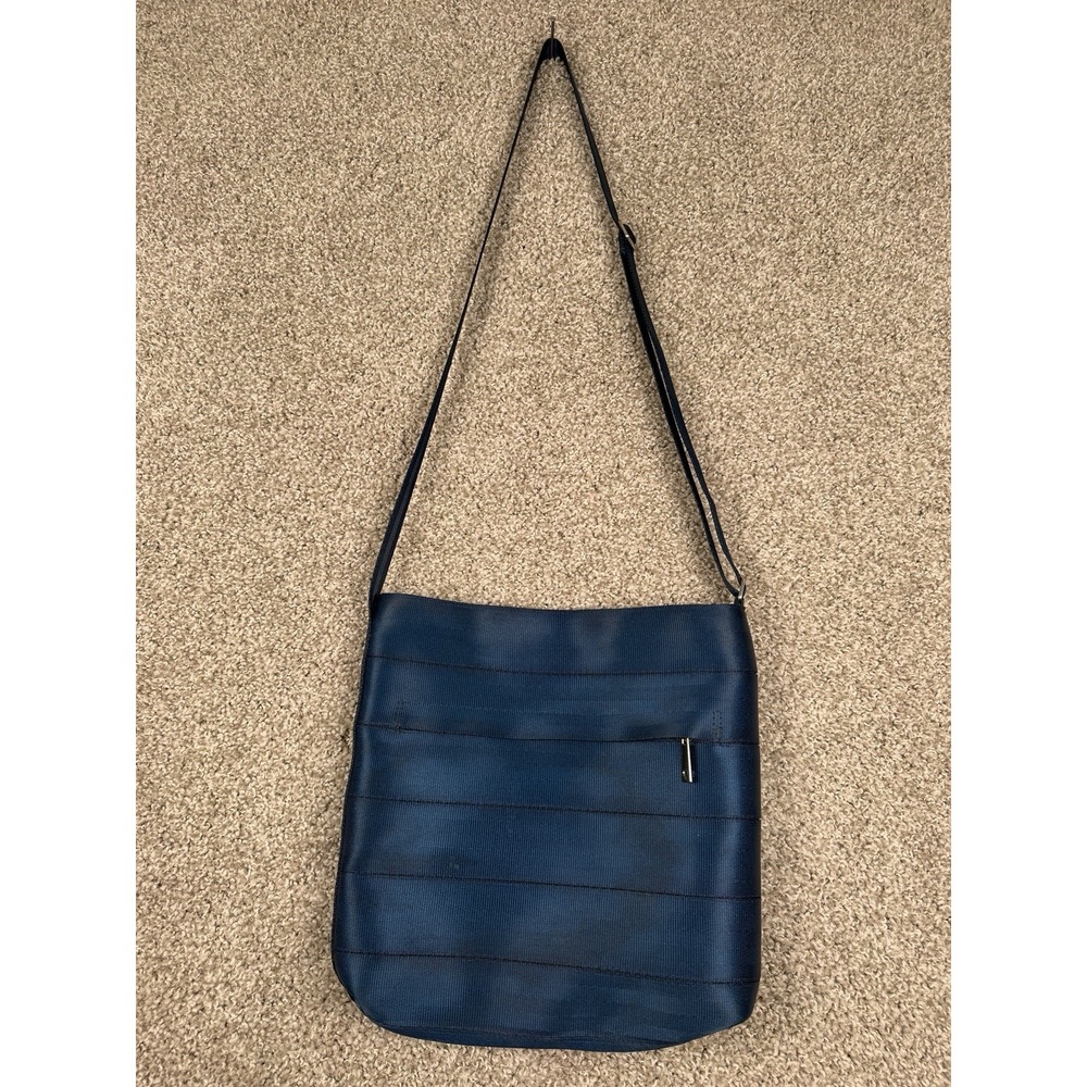 Harveys Bag Original Seatbelt Blue Woven Inner Pocket Adjustable Strap Crossbody